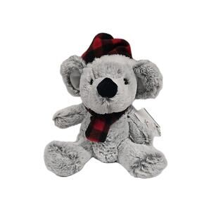 Homerbest 2022 Christmas Mouse Plush Stuffed Animal Gray Buffalo Plaid 10 Inch
